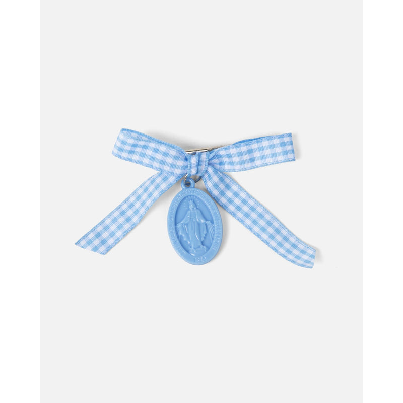 Be A Heart Miraculous Medal Blue Gingham Petite Bow Accessories White Smoke
