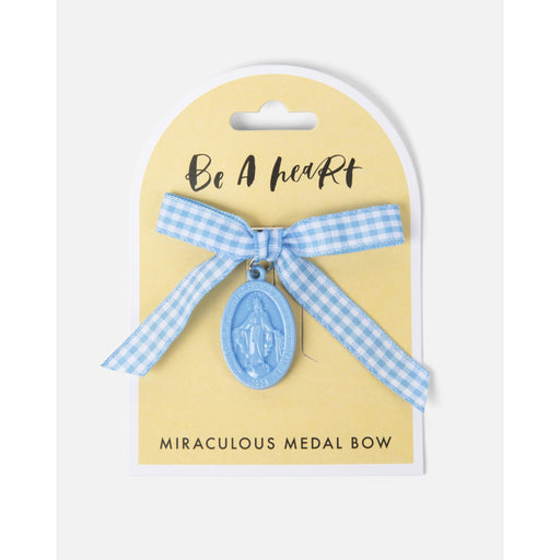Be A Heart Miraculous Medal Blue Gingham Petite Bow Accessories Pale Goldenrod