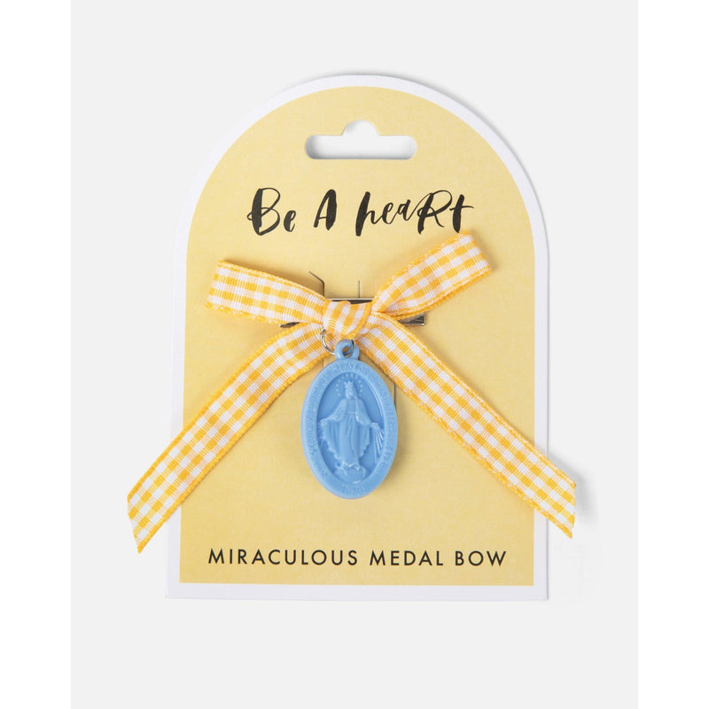 Be A Heart Miraculous Medal Yellow Gingham Petite Bow hair accesories Khaki