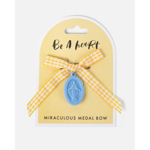 Be A Heart Miraculous Medal Yellow Gingham Petite Bow hair accesories Khaki