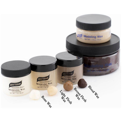 Graftobian Make-Up Company Modeling Wax Light Gray 1 oz. Light Flesh Modeling Wax,1 oz. Blood Colored Wax,1 oz. Brown Colored Wax,1 oz. Bone Colored Wax,1.75 oz. Light Flesh Modeling Wax,7 oz. Light Flesh Modeling Wax,7 oz. Blood Colored Wax,7 oz. Brown Colored Wax,7 oz. Bone Colored Wax