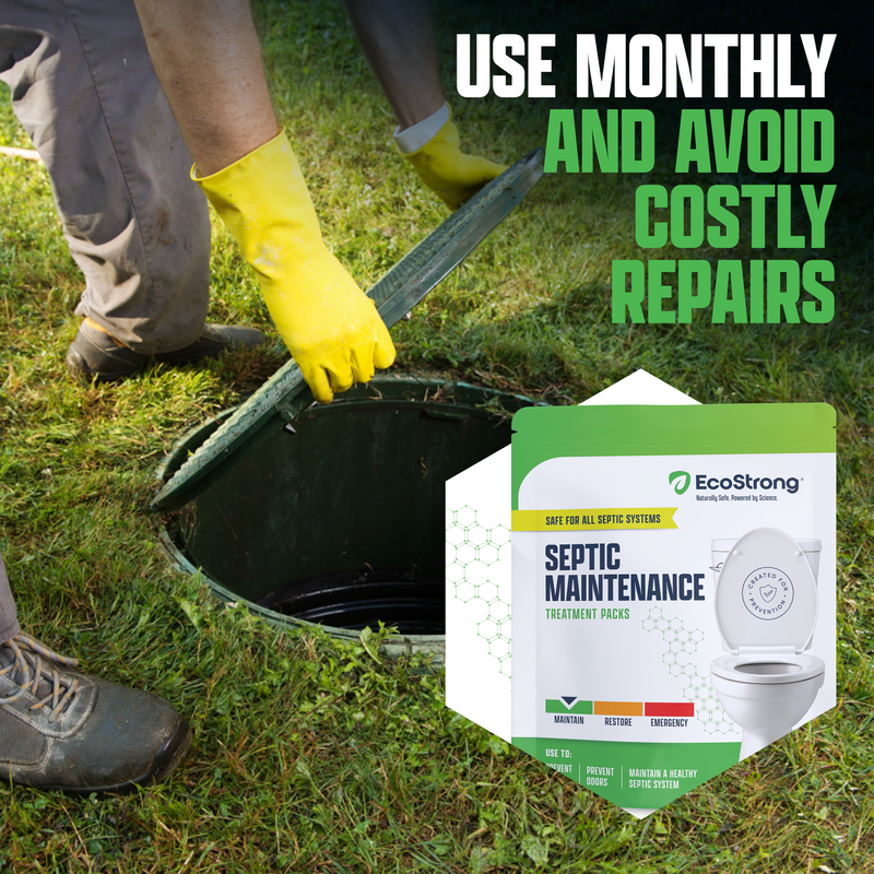 EcoStrong Septic Tank Treatment Packs Drain & Septic > Septic System Maintenance Black 24 x 1 oz packs,12 x 1 oz Packs,6 x 1 oz packs