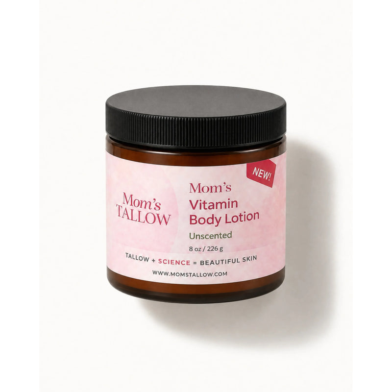 Mom’s Tallow Vitamin-Infused Tallow Body Lotion White Smoke UNSCENTED (Large 8 oz)