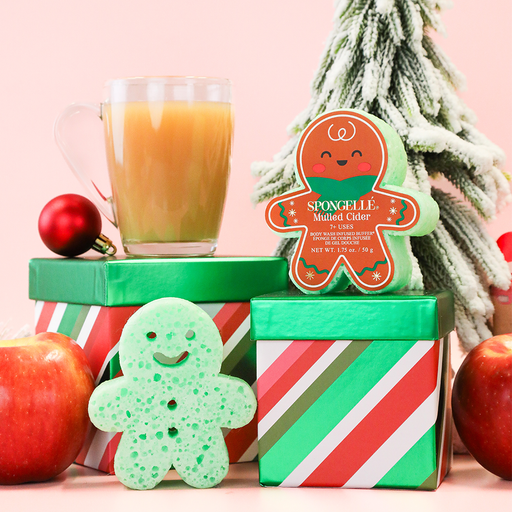 Spongellé Mulled Cider | Holiday Gingerbread Body Wash Infused Buffer Sea Green