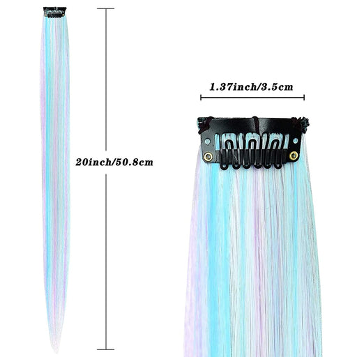 VIP Extensions Multi-colors Party Highlights Clip in Synthetic Hair clip extensions White Smoke RAINBOW