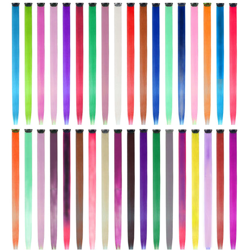 VIP Extensions Multi-colors Party Highlights Clip in Synthetic Hair clip extensions White Smoke RAINBOW