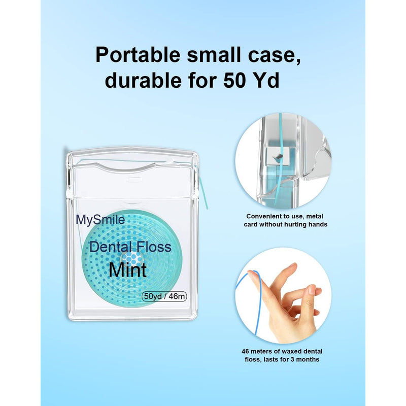 MySmile MySmile Woven Dental Floss Pale Turquoise 50 Yards x 2,50 Yards x 4