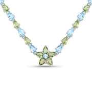 Bids.com 29.48 Carat Genuine Blue Topaz and Peridot .925 Sterling Silver Necklace Necklaces White Smoke Default Title