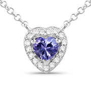 Bids.com 0.55 Carat Genuine Tanzanite and White Topaz .925 Sterling Silver Necklace Necklaces White Smoke Default Title