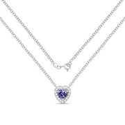 Bids.com 0.55 Carat Genuine Tanzanite and White Topaz .925 Sterling Silver Necklace Necklaces White Smoke