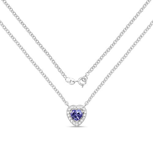 Bids.com 0.55 Carat Genuine Tanzanite and White Topaz .925 Sterling Silver Necklace Necklaces White Smoke