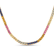 Bids.com 11.65 Carat Created Multi Sapphire .925 Sterling Silver Necklace Necklaces White Smoke Default Title