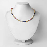 Bids.com 11.65 Carat Created Multi Sapphire .925 Sterling Silver Necklace Necklaces Lavender