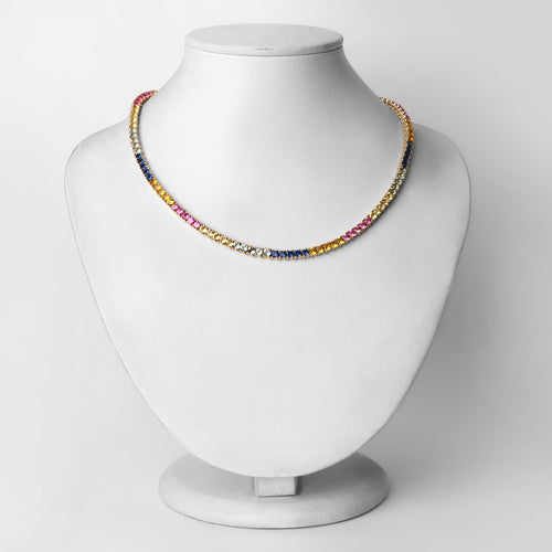 Bids.com 11.65 Carat Created Multi Sapphire .925 Sterling Silver Necklace Necklaces Lavender