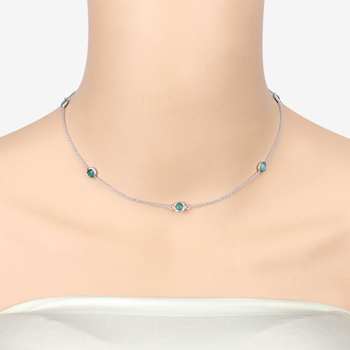 Bids.com 1.89 Carat Genuine Emerald .925 Sterling Silver Necklace Necklaces Peach Puff