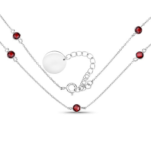 Bids.com 2.10 Carat Genuine Garnet .925 Sterling Silver Necklace Necklaces White Smoke Default Title