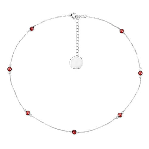 Bids.com 2.10 Carat Genuine Garnet .925 Sterling Silver Necklace Necklaces White Smoke