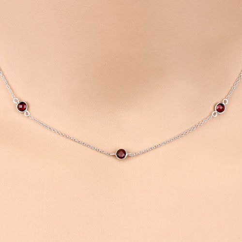 Bids.com 2.10 Carat Genuine Garnet .925 Sterling Silver Necklace Necklaces Wheat