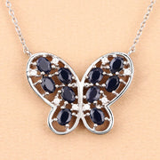 Bids.com 2.16 Carat Genuine Blue Sapphire and White Zircon .925 Sterling Silver Necklace Necklaces Peach Puff