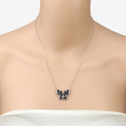 Bids.com 2.16 Carat Genuine Blue Sapphire and White Zircon .925 Sterling Silver Necklace Necklaces Wheat
