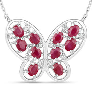 Bids.com 2.36 Carat Genuine Ruby and White Zircon .925 Sterling Silver Necklace Necklaces White Smoke Default Title