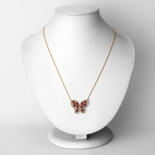 Bids.com 2.36 Carat Genuine Ruby and White Zircon .925 Sterling Silver Necklace Necklaces White Smoke