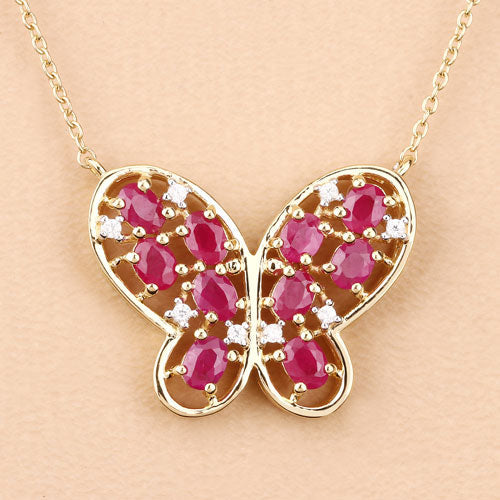 Bids.com 2.36 Carat Genuine Ruby and White Zircon .925 Sterling Silver Necklace Necklaces Peach Puff