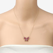 Bids.com 2.36 Carat Genuine Ruby and White Zircon .925 Sterling Silver Necklace Necklaces Wheat