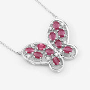 Bids.com 2.36 Carat Genuine Ruby and White Zircon .925 Sterling Silver Necklace Necklaces White Smoke