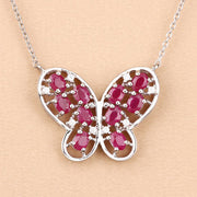 Bids.com 2.36 Carat Genuine Ruby and White Zircon .925 Sterling Silver Necklace Necklaces Peach Puff