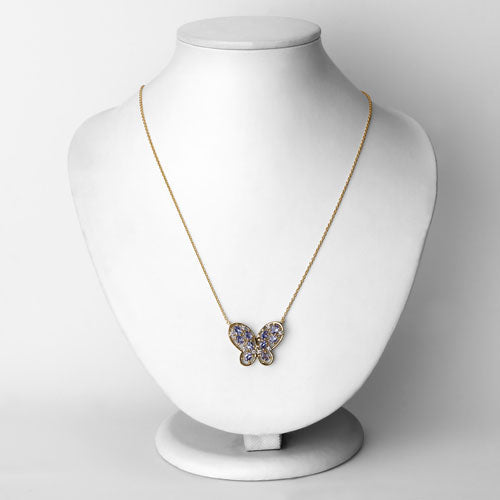 Bids.com 1.86 Carat Genuine Tanzanite and White Zircon .925 Sterling Silver Necklace Necklaces White Smoke