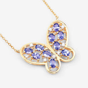 Bids.com 1.86 Carat Genuine Tanzanite and White Zircon .925 Sterling Silver Necklace Necklaces White Smoke
