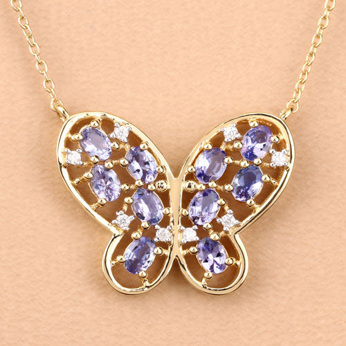 Bids.com 1.86 Carat Genuine Tanzanite and White Zircon .925 Sterling Silver Necklace Necklaces Navajo White