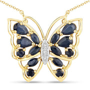 Bids.com 2.94 Carat Genuine Blue Sapphire and White Zircon .925 Sterling Silver Necklace Necklaces White Smoke Default Title