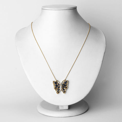 Bids.com 2.94 Carat Genuine Blue Sapphire and White Zircon .925 Sterling Silver Necklace Necklaces Lavender