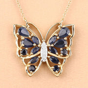 Bids.com 2.94 Carat Genuine Blue Sapphire and White Zircon .925 Sterling Silver Necklace Necklaces Peach Puff