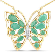 Bids.com 2.60 Carat Genuine Emerald and White Zircon .925 Sterling Silver Necklace Necklaces White Smoke Default Title