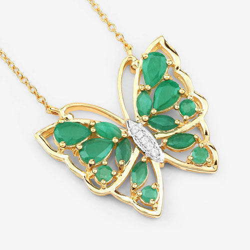 Bids.com 2.60 Carat Genuine Emerald and White Zircon .925 Sterling Silver Necklace Necklaces White Smoke