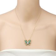 Bids.com 2.60 Carat Genuine Emerald and White Zircon .925 Sterling Silver Necklace Necklaces Wheat