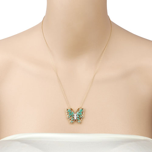 Bids.com 2.60 Carat Genuine Emerald and White Zircon .925 Sterling Silver Necklace Necklaces Wheat