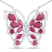 Bids.com 2.88 Carat Genuine Ruby and White Zircon .925 Sterling Silver Necklace Necklaces White Smoke Default Title