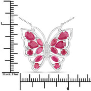 Bids.com 2.88 Carat Genuine Ruby and White Zircon .925 Sterling Silver Necklace Necklaces White Smoke