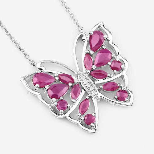 Bids.com 2.88 Carat Genuine Ruby and White Zircon .925 Sterling Silver Necklace Necklaces White Smoke