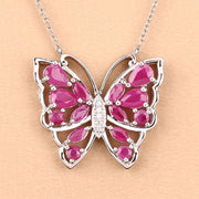 Bids.com 2.88 Carat Genuine Ruby and White Zircon .925 Sterling Silver Necklace Necklaces Peach Puff