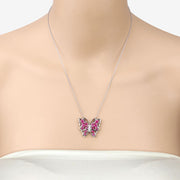 Bids.com 2.88 Carat Genuine Ruby and White Zircon .925 Sterling Silver Necklace Necklaces Wheat