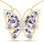 Bids.com 2.76 Carat Genuine Tanzanite and White Zircon .925 Sterling Silver Necklace Necklaces White Smoke Default Title