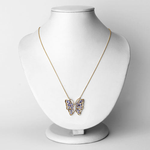 Bids.com 2.76 Carat Genuine Tanzanite and White Zircon .925 Sterling Silver Necklace Necklaces Lavender