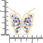 Bids.com 2.76 Carat Genuine Tanzanite and White Zircon .925 Sterling Silver Necklace Necklaces White Smoke