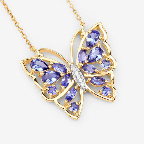 Bids.com 2.76 Carat Genuine Tanzanite and White Zircon .925 Sterling Silver Necklace Necklaces White Smoke