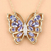 Bids.com 2.76 Carat Genuine Tanzanite and White Zircon .925 Sterling Silver Necklace Necklaces Navajo White